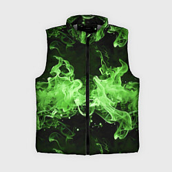 Женский жилет Зеленый огонь - языки пламени, цвет: 3D-светло-серый
