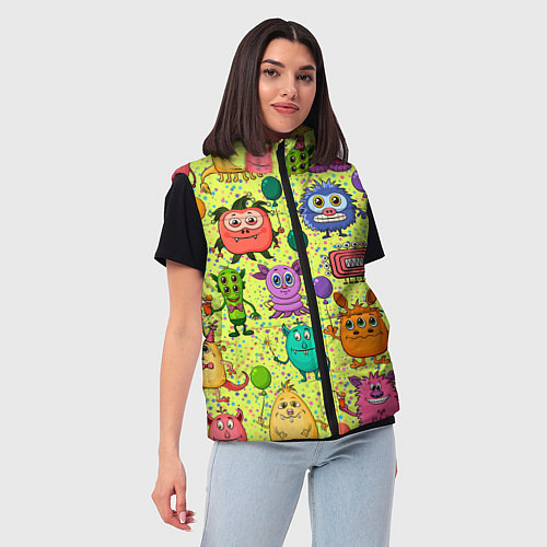 Женский жилет Цветные монстрики / 3D-Красный – фото 3