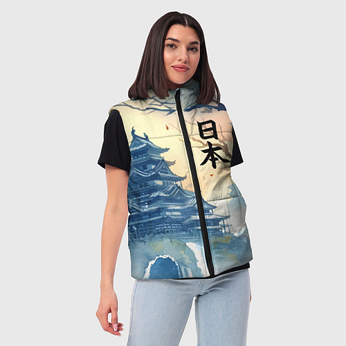 Женский жилет Japanese landscape - watercolor / 3D-Светло-серый – фото 3