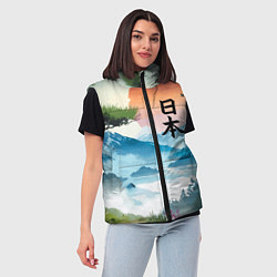 Женский жилет Восход красного солнца - Японский пейзаж, цвет: 3D-светло-серый — фото 2