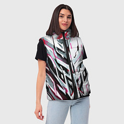 Женский жилет Хаотичная красно-белая абстракция, цвет: 3D-черный — фото 2