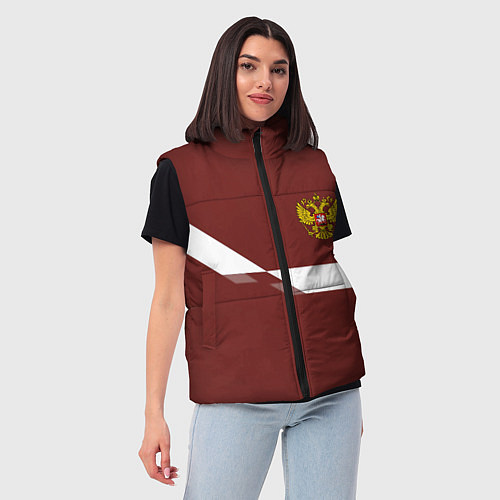 Женский жилет Россия спорт геометрия / 3D-Черный – фото 3