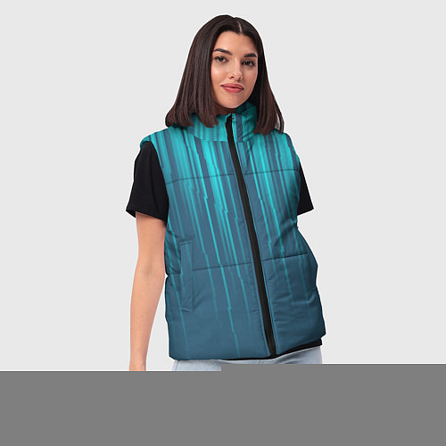 Женский жилет Абстракция вертикальные линии / 3D-Красный – фото 3