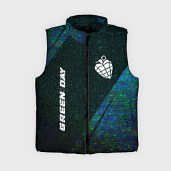 Женский жилет Green Day glitch blue, цвет: 3D-черный