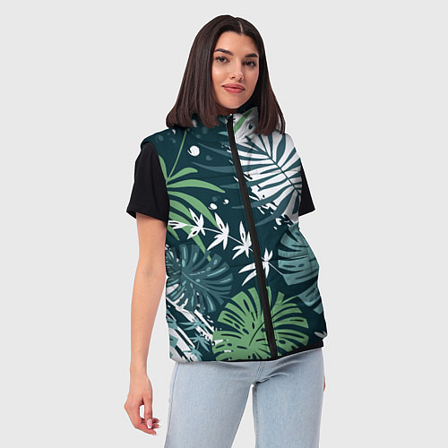 Женский жилет Листья тропических джунглей абстракция / 3D-Красный – фото 3