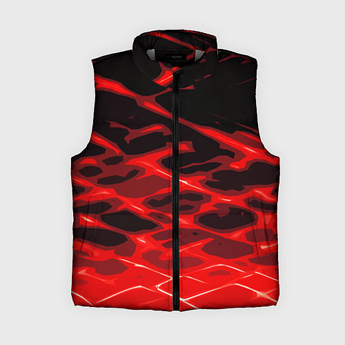 Женский жилет Красные абстрактные полосы на чёрном фоне / 3D-Светло-серый – фото 1
