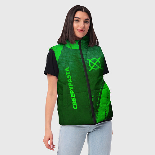 Женский жилет CreepyPasta - green gradient вертикально / 3D-Черный – фото 3