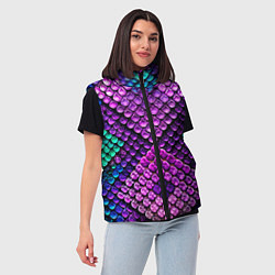 Женский жилет Фиолетовая текстурная кожа змеи, цвет: 3D-красный — фото 2