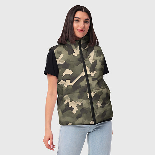 Женский жилет Армейский камуфляж песчаный / 3D-Черный – фото 3