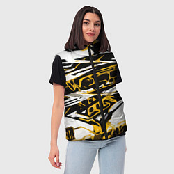 Женский жилет Жёлто-чёрная агрессивная абстракция на белом фоне, цвет: 3D-красный — фото 2