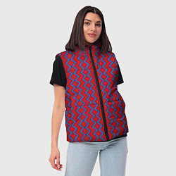 Женский жилет Красно -синий геометрический узор зиг заг вертикал, цвет: 3D-светло-серый — фото 2