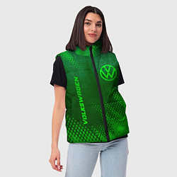 Женский жилет Volkswagen - green gradient вертикально, цвет: 3D-черный — фото 2