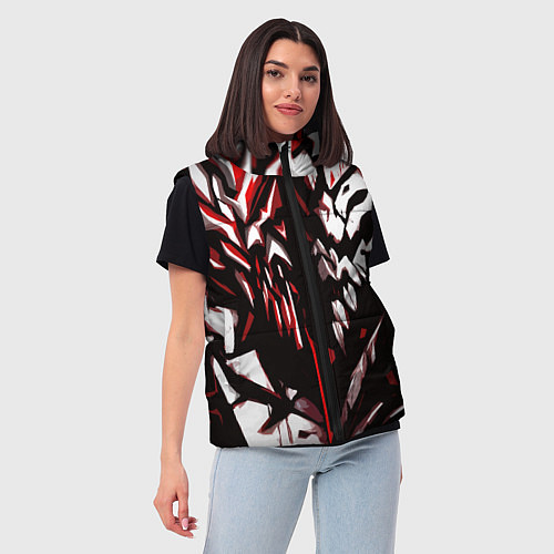 Женский жилет White and red abstraction on a black background / 3D-Черный – фото 3