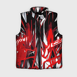 Женский жилет Красно-белая хаотичная абстракция на чёрном фоне, цвет: 3D-черный