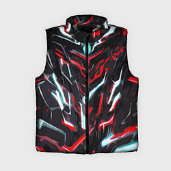 Женский жилет Красно-белые абстрактные линии на чёрном фоне