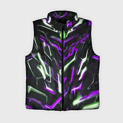 Женский жилет Фиолетово-белые абстрактные линии на чёрном фоне