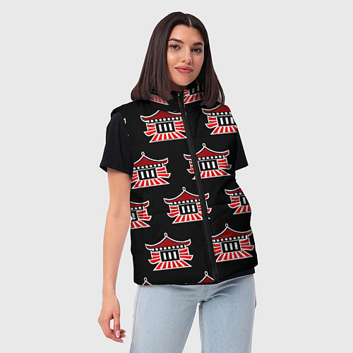 Женский жилет Буддистские символы - японские атрибуты / 3D-Черный – фото 3