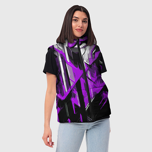 Женский жилет White and purple abstraction on a black background / 3D-Красный – фото 3