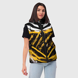 Женский жилет Yellow and white abstraction on a black background, цвет: 3D-черный — фото 2