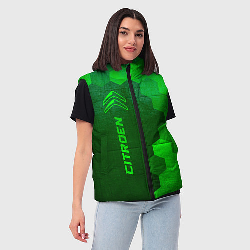 Женский жилет Citroen - green gradient по-вертикали / 3D-Черный – фото 3