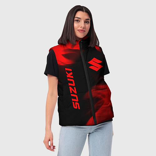 Женский жилет Suzuki - red gradient вертикально / 3D-Черный – фото 3