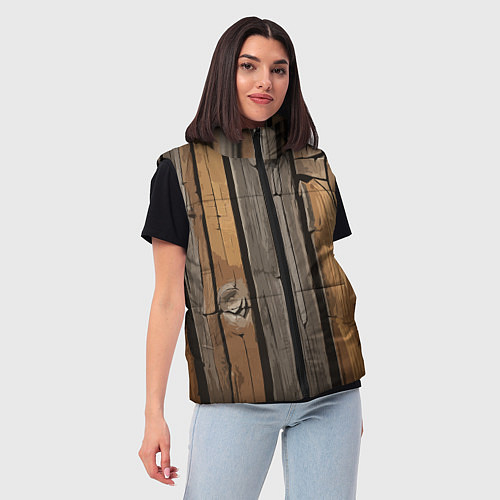 Женский жилет Old boards / 3D-Черный – фото 3