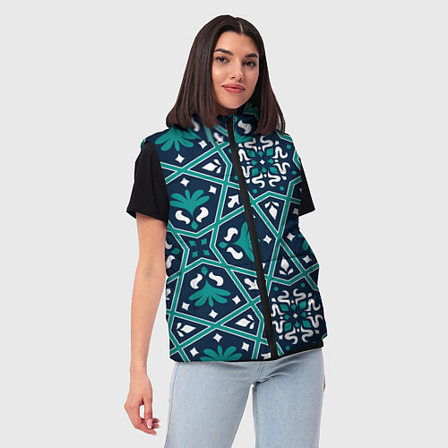 Женский жилет Геометрический узор арабеска / 3D-Черный – фото 3