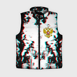 Женский жилет Герб РФ глитч краски
