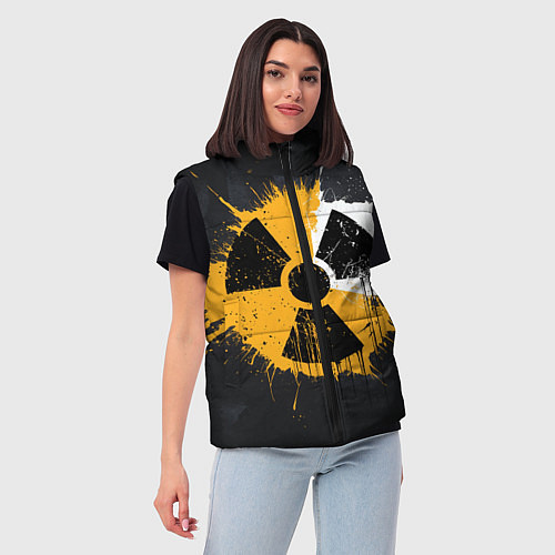 Женский жилет Знак радиации / 3D-Черный – фото 3