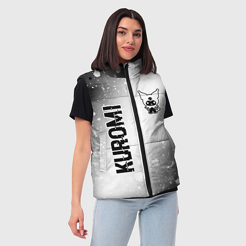 Женский жилет Kuromi glitch на светлом фоне вертикально / 3D-Черный – фото 3