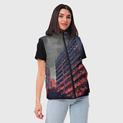 Женский жилет Сумрачный спальный район, цвет: 3D-красный — фото 2