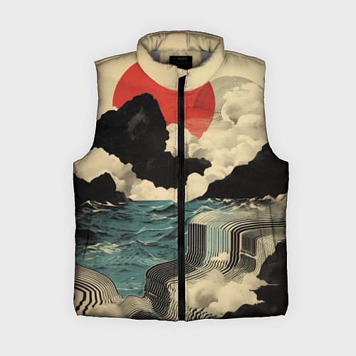 Женский жилет Ретро пейзаж в Японском стиле / 3D-Светло-серый – фото 1