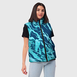 Женский жилет Морской сине-голубой абстракция, цвет: 3D-черный — фото 2