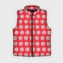 Женский жилет Паттерн с штурвалами на красном, цвет: 3D-черный