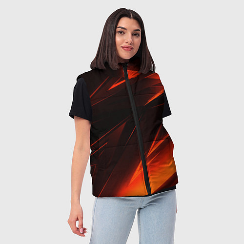 Женский жилет Geometry orange stripes / 3D-Красный – фото 3