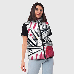 Женский жилет Скетч архитектуры - акварельная абстракция, цвет: 3D-черный — фото 2