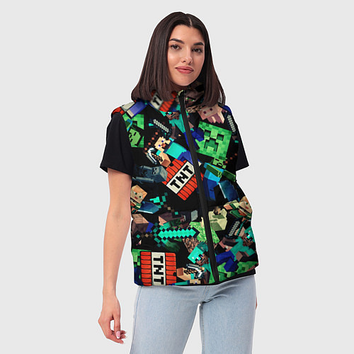 Женский жилет Главные герои из Майнкрафт / 3D-Черный – фото 3