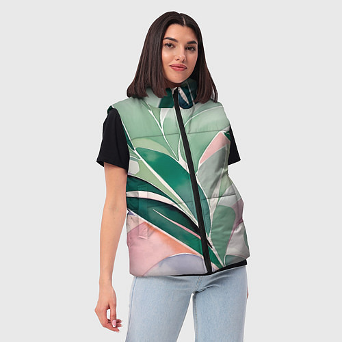 Женский жилет Листья акварель / 3D-Черный – фото 3