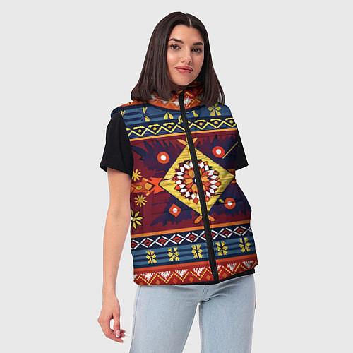 Женский жилет Стиль советского ковра узоры и орнамент / 3D-Светло-серый – фото 3