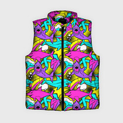 Женский жилет Цветные акулы паттерн, цвет: 3D-черный