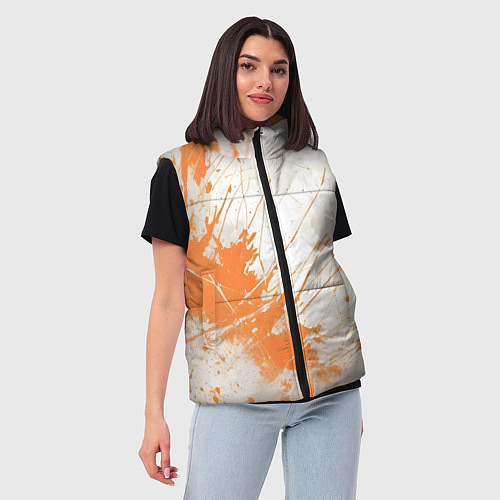 Женский жилет Оранжевая краска на белом / 3D-Черный – фото 3