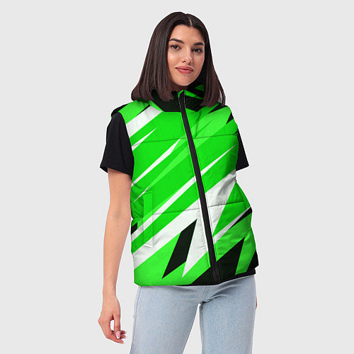 Женский жилет Geometry stripes green / 3D-Черный – фото 3
