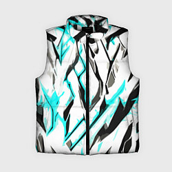 Женский жилет Чёрно-голубые агрессивные полосы на белом фоне, цвет: 3D-черный