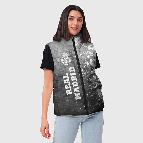 Женский жилет Real Madrid - grey gradient по-вертикали / 3D-Черный – фото 3