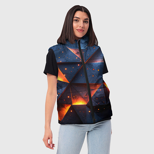 Женский жилет Геометрический рендер с эффектом свечения / 3D-Черный – фото 3