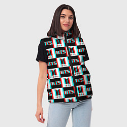 Женский жилет BTS glitch pattern, цвет: 3D-красный — фото 2