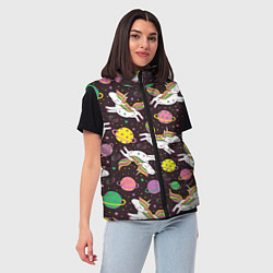 Женский жилет Единорог в космосе, цвет: 3D-черный — фото 2
