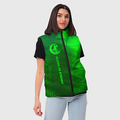 Женский жилет Angels of Death - green gradient по-вертикали / 3D-Черный – фото 3