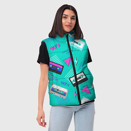 Женский жилет Бирюзовая кассета из 90-х / 3D-Черный – фото 3