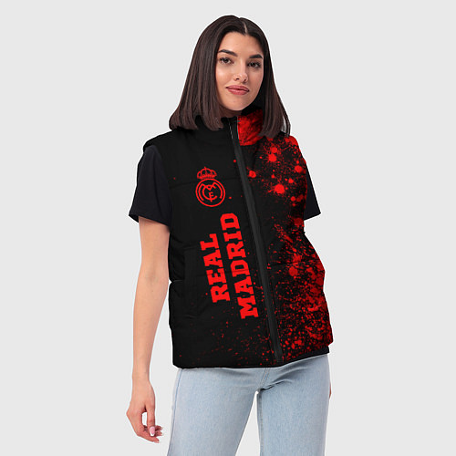 Женский жилет Real Madrid - red gradient по-вертикали / 3D-Черный – фото 3